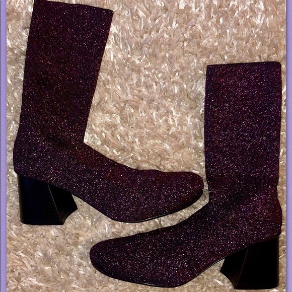 PURPLE METALLIC KNIT BOOTIE - Picture 4 of 6